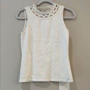 Milly White Lace Detail Tank Top